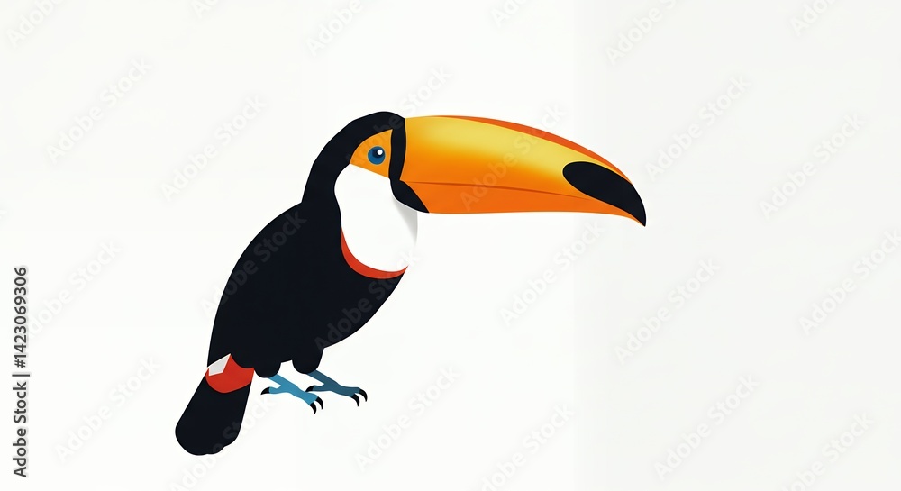 Naklejka premium Vibrant toucan illustration clean style colorful bird graphic