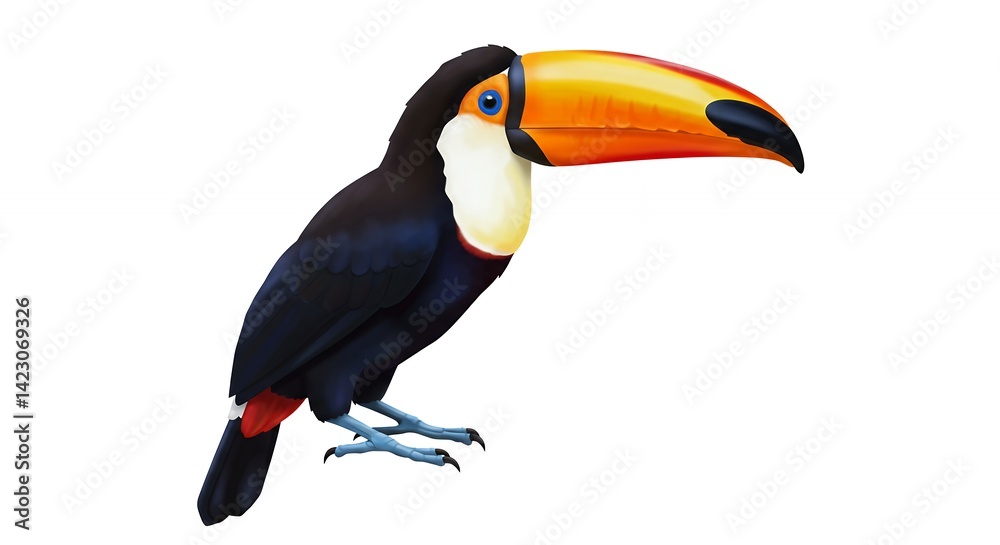 Naklejka premium Vibrant toucan illustration exotic bird with colorful plumage