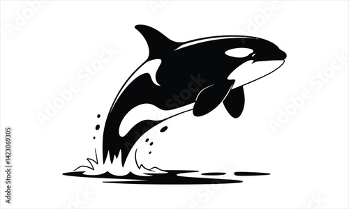 Killer Whale Jumping Black