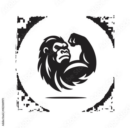 Creative And Strong Gorilla Logo silhouette vector illustration
