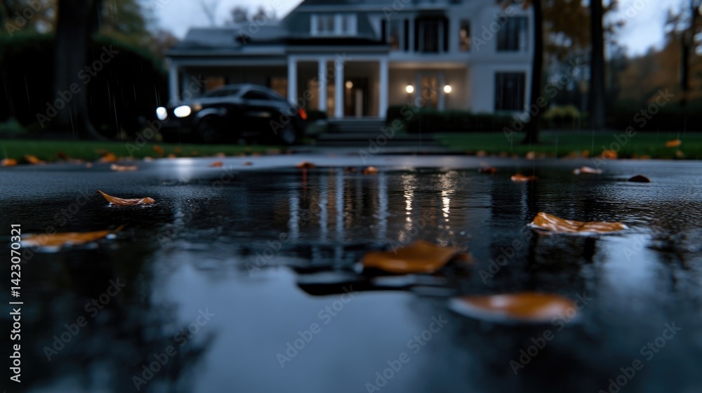 Fototapeta premium Rainy autumn evening at home