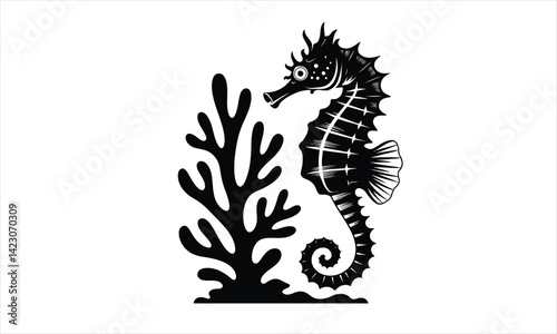 Seahorse Silhouette Black Sea