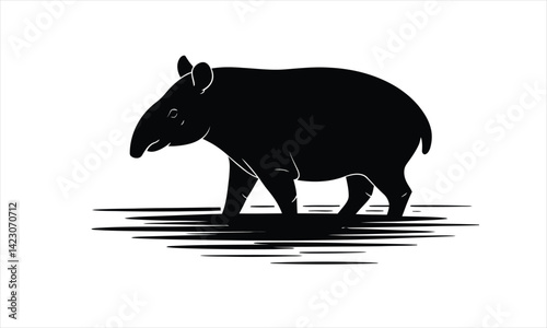 Tapir Silhouette Walking Ground