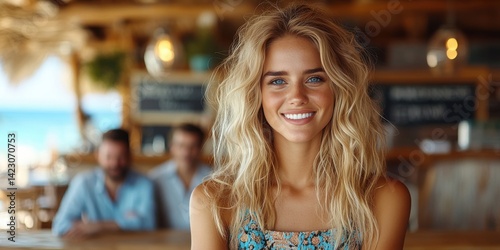 Wallpaper Mural A woman is smiling and holding a camera Torontodigital.ca