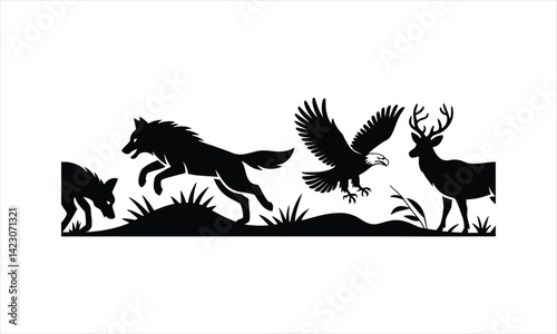 Wildlife Chase Silhouette Scene