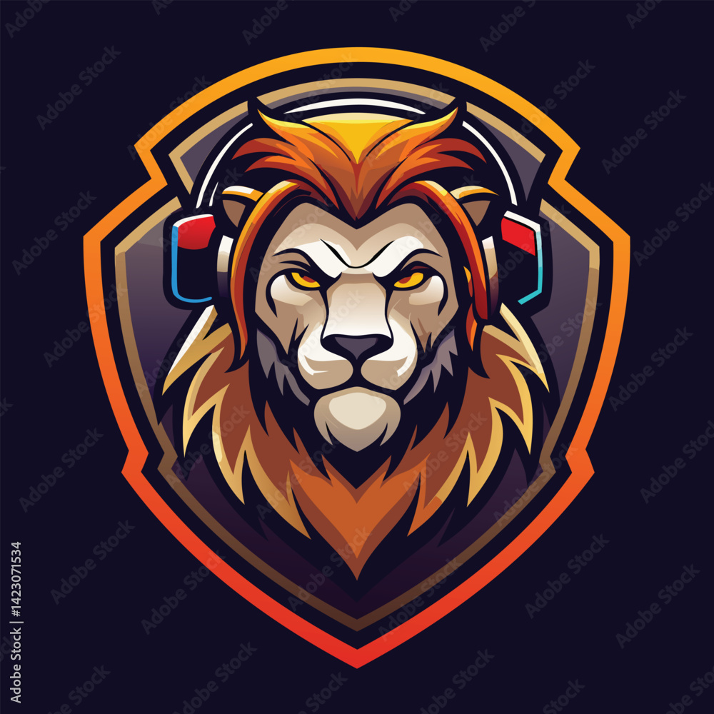 Obraz premium Majestic Lion Gamer Emblem