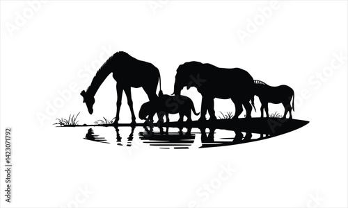 African Elephants Wildlife Silhouette