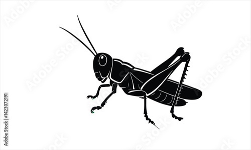 Grasshopper Silhouette Simple Black Design