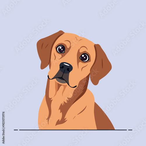Friendly brown dog portrait with expressive eyes looking up vector illustration design 