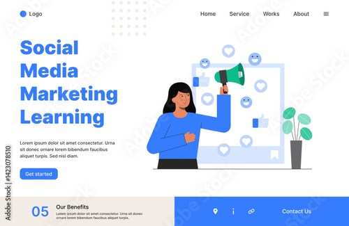 Landing page illustration  social media marketing theme