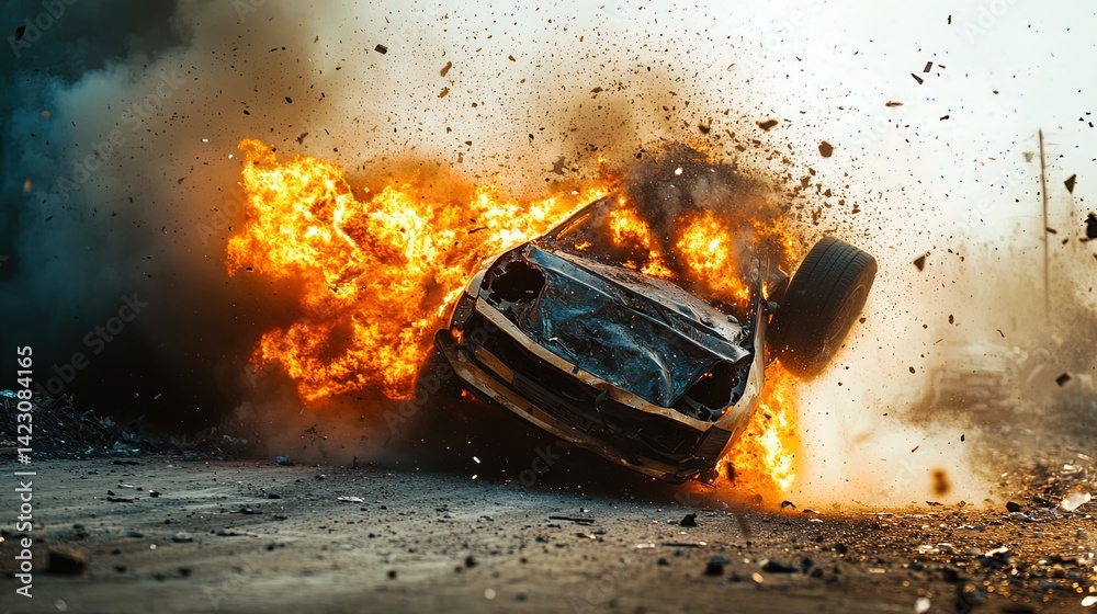 Fiery Car Explosion Fiery Car Explosion