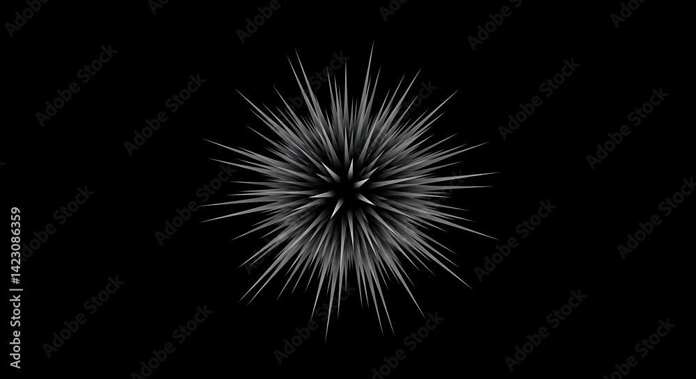 Fototapeta premium Abstract Spiky Ball on Black Background Graphic