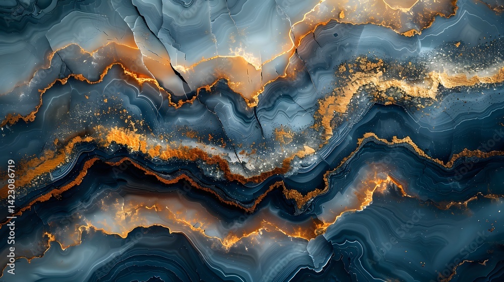 Fototapeta premium Elegant Marble Texture with Golden Veins and Soft Fluid Highlights