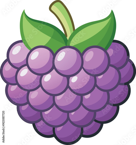 A vibrant vector art illustration of a delicious boysenberry, showcasing its rich colors and intricate details for a fresh, appetizing look.