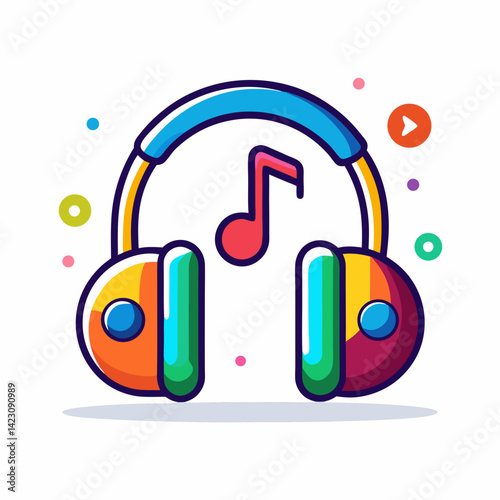Colorful Headphones Vector Illustration Cartoon Design