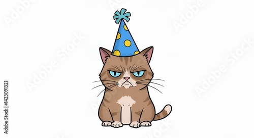 Grumpy cat birthday illustration cute pet cartoon graphic
