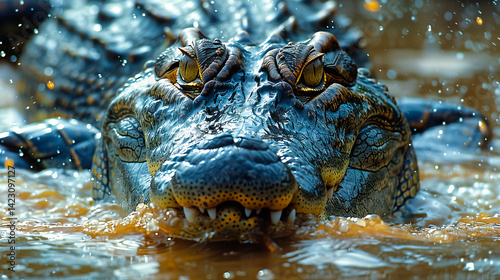 Obraz na płótnie Close-Up of a Alligator in the Wild w salonie