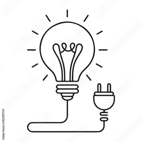 Innovative business idea lightbulb silhouette with plug for entrepreneurs