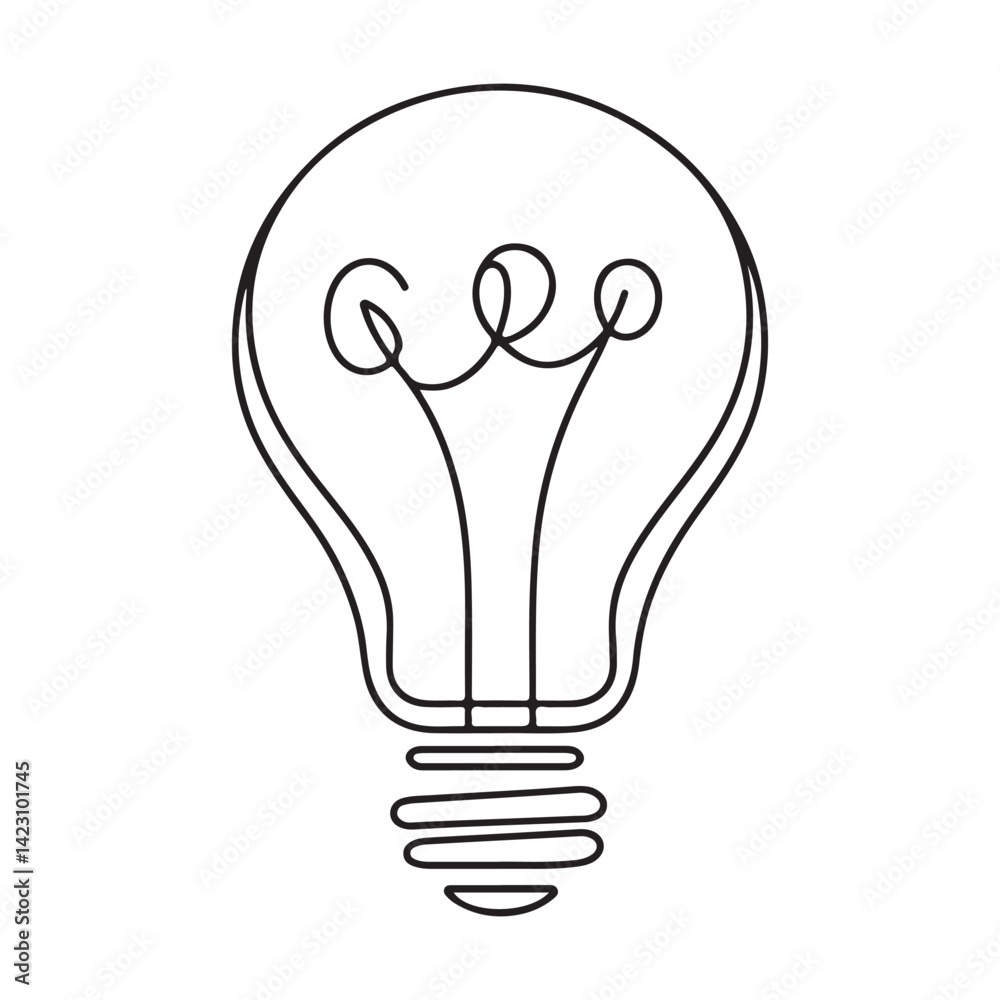 Light bulb continuous line drawing an innovation and idea vector Light bulb continuous line drawing an innovation and idea vector