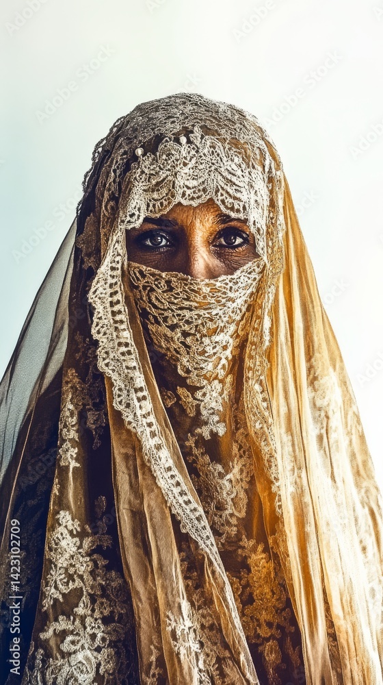 A mysterious woman with expressive eyes in a burka.