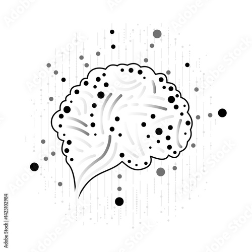 Human brain the union of biology and technology. Nodes and lines, hints at neural networks and AI, showcasing the connection between cognitive processes and advanced tech innovations