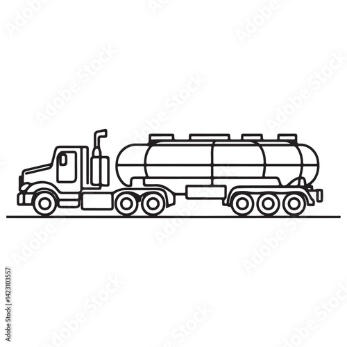 Fuel Transportation Silhouette Vector Image of a Tanker Truck