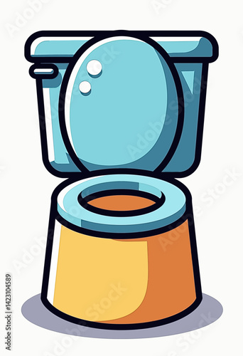 Clean Cartoon Toilet Illustration: Use this crisp visual in sanitation education resources, bathroom design concepts, or hygiene-themed marketing campaigns, adding a touch of approachability and clean