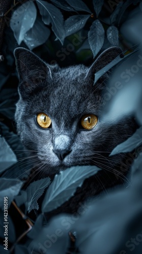 A Majestic Russian Blue Cat With A Powerful Presence