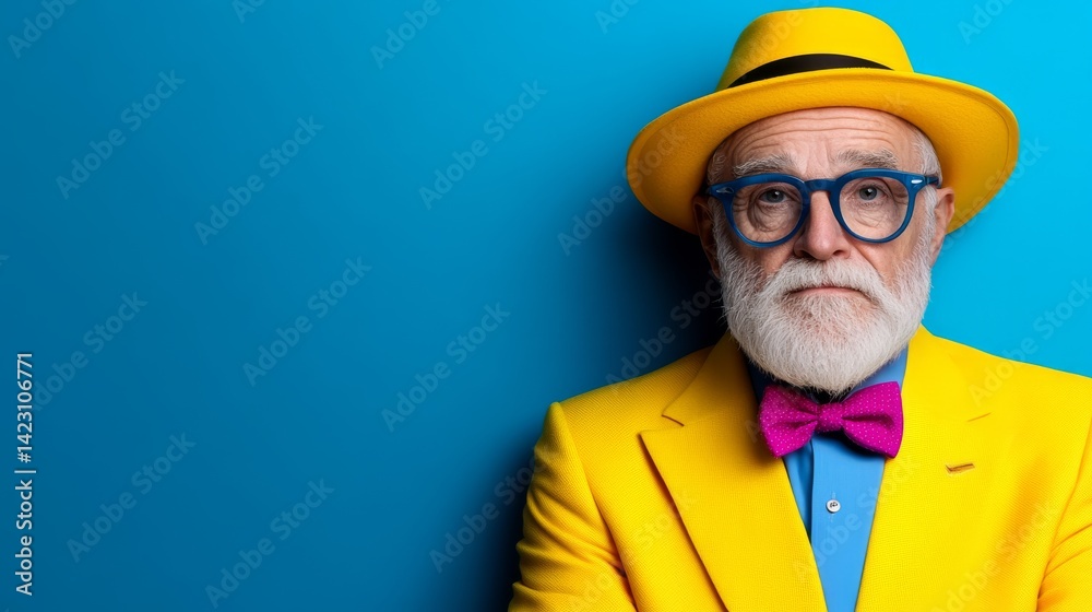 Grandfather in stylish outfit for a special day. Fashionable elderly man ready for a celebration..