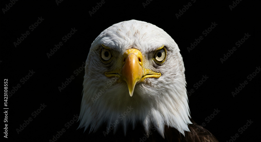 Obraz premium Eagle Head Close-Up with Intense Gaze Bird of Prey Portrait