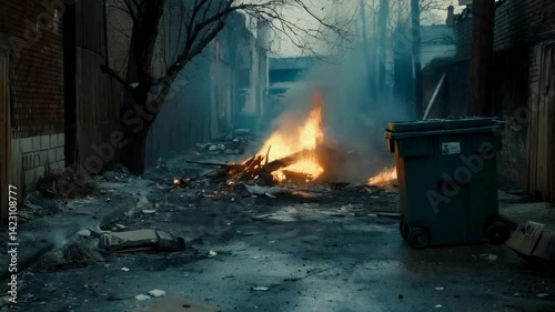 Urban Decay Bonfire in a Desolate Alleyway
