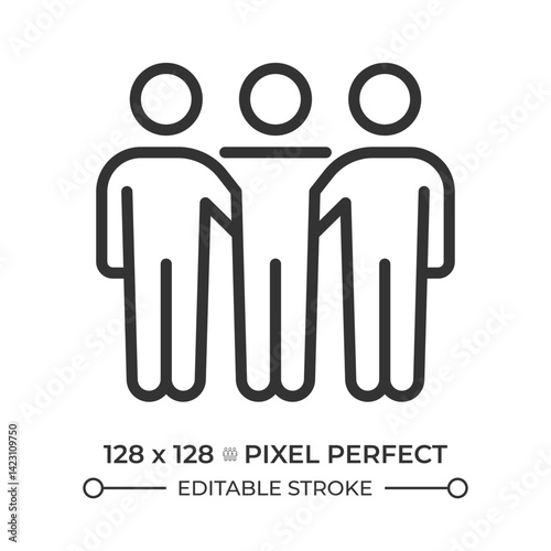 Right of peaceful assembly pixel perfect line icon. Freedom of individuals and groups to meet for common purposes. Isolated vector illustration. Outline symbol. Simple linear drawing. Editable stroke