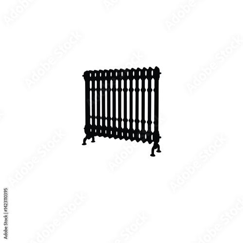 Heating radiator silhouette on white background