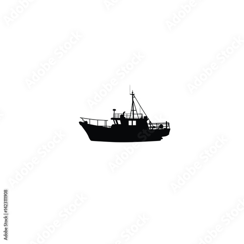Ship boat silhouette on white background