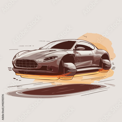 Futuristic Flying Car Illustration
