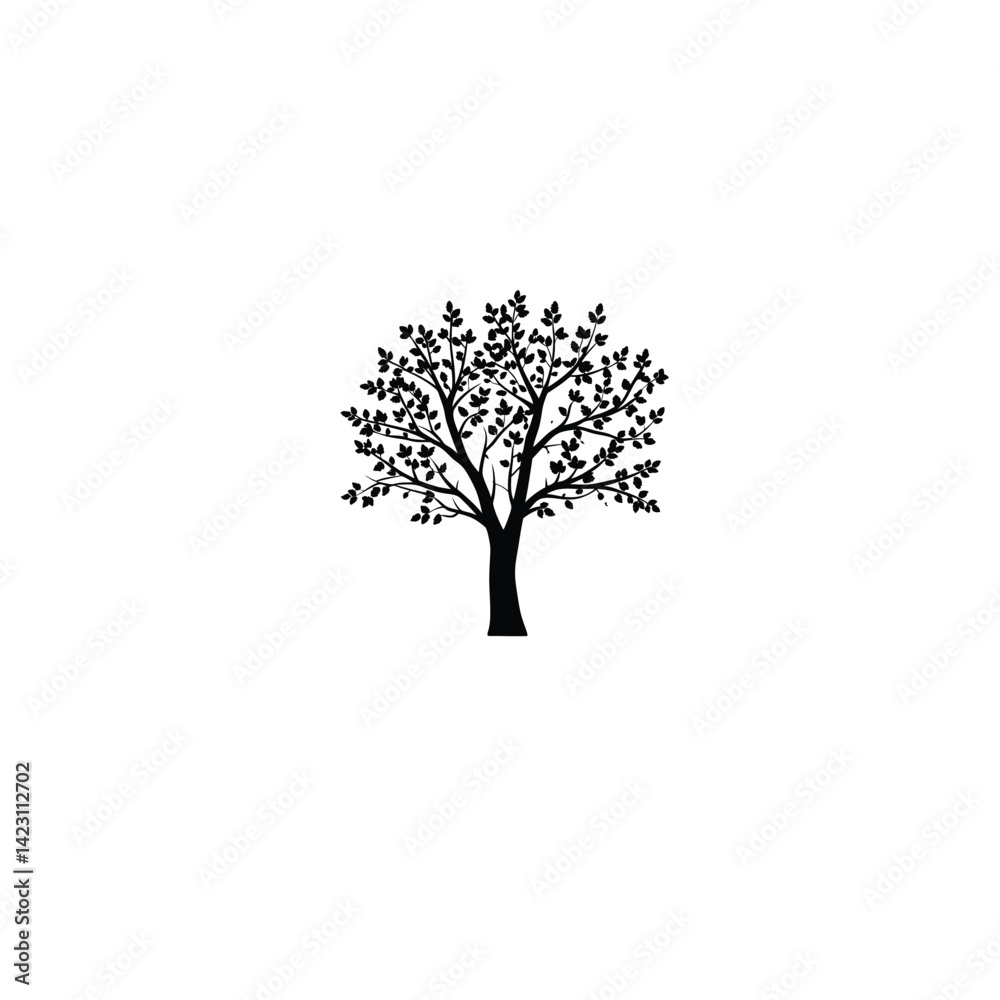 Obraz premium Tree silhouette on white background