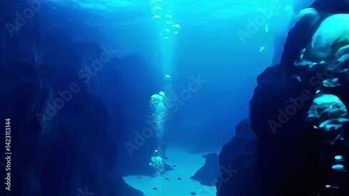 Wallpaper Mural Bubbles Rising Underwater Through Deep Ocean Canyon Slow Motion Torontodigital.ca