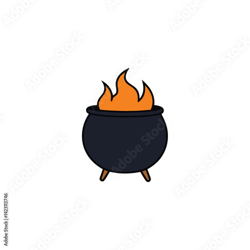 vector illustration of a burning stove