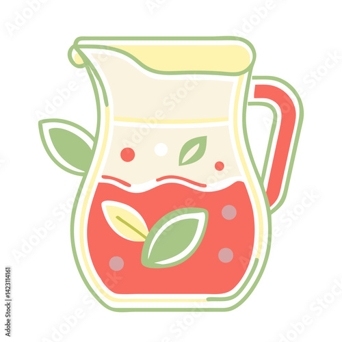Colorful water pitcher with leaves design   
