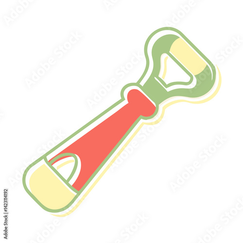 Bottle opener icon in vibrant colors for kitchen use  
