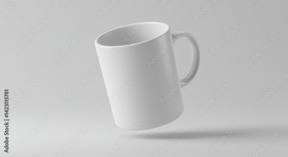 Smooth Matte White Ceramic Mug on Light Grey Background Smooth Matte White Ceramic Mug on Light Grey Background