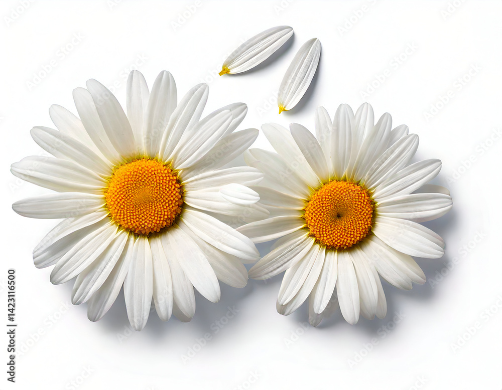 Obraz premium White daisy flower on white background