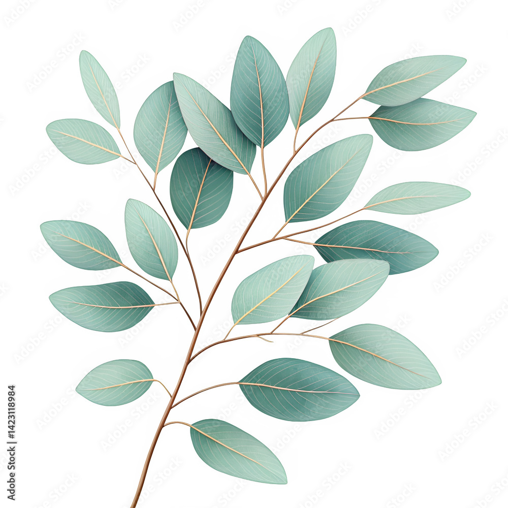 Naklejka premium Transparent PNG of a dried eucalyptus branch with muted, earthy tones