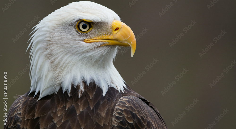 Obraz premium Eagle Portrait Profile with Intense Gaze and Sharp Beak