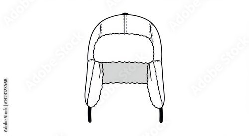 Black and White Winter Trapper Hat with Ear Flaps Down