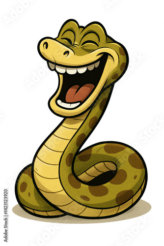 Obraz na płótnie Cartoonish Smiling Snake With Joyful Expression and Vibrant Colors w salonie