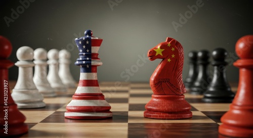 US-China Geopolitical Chess Match: Queen vs. Knight Standoff