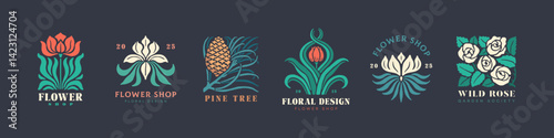 Botanical vintage logo set