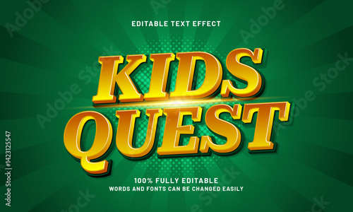 kids quest editable text effect with a hero and super text style