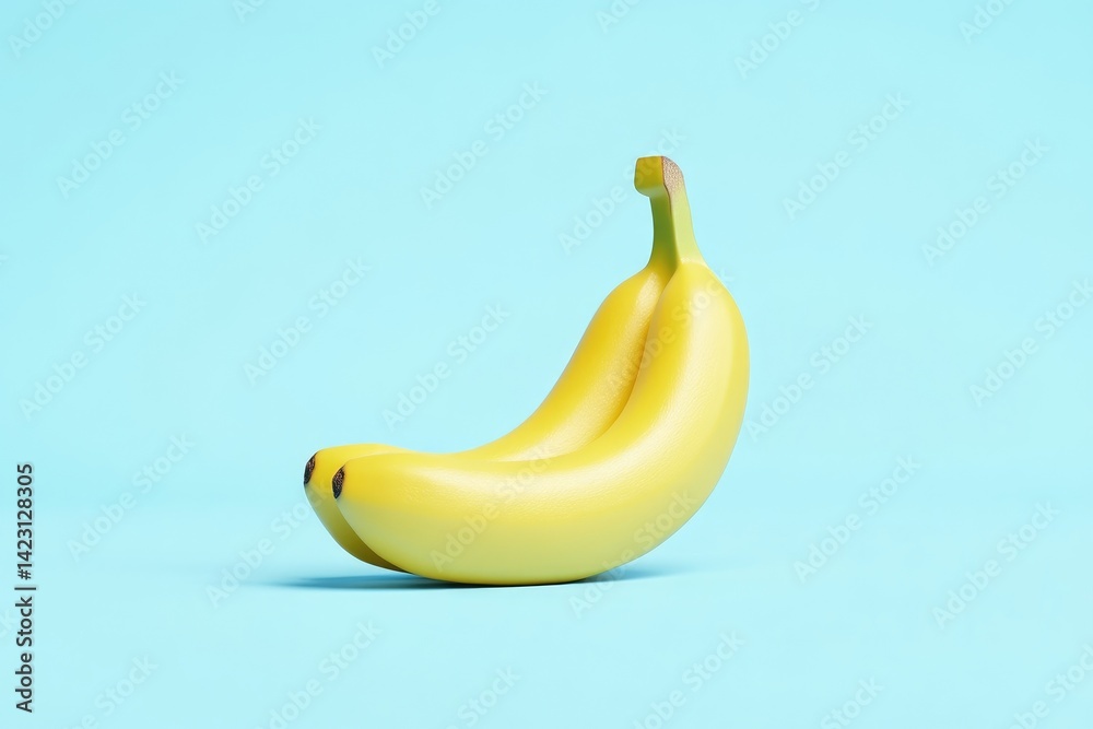 Two bananas on a light blue background Two bananas on a light blue background